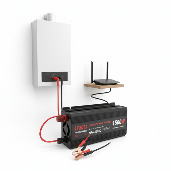 Інвертор, перетворювач напруги для котла та техніки 1500W 12V-220V (NFA-1500D), чиста синусоїда, 2&times;USB sp4138 фото